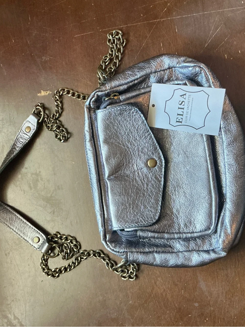Metallic Silver Crossbody Bag